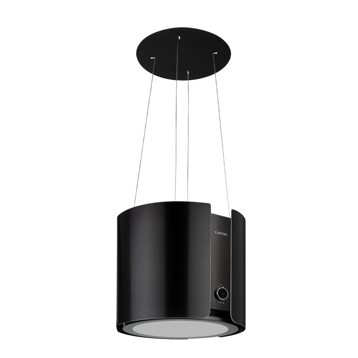 Klarstein Skyfall Inselabzugshaube Ø45cm Umluft 402m³/h LED Schwarz-Metallic