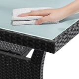 thumbnail of CASARIA® Polyrattan Gartentisch Glasplatte 190x90x74cm schwarz