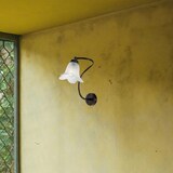 thumbnail of Applique 1 Luce Alice Ferro Battuto Marrone E Oro Vetro Bianco