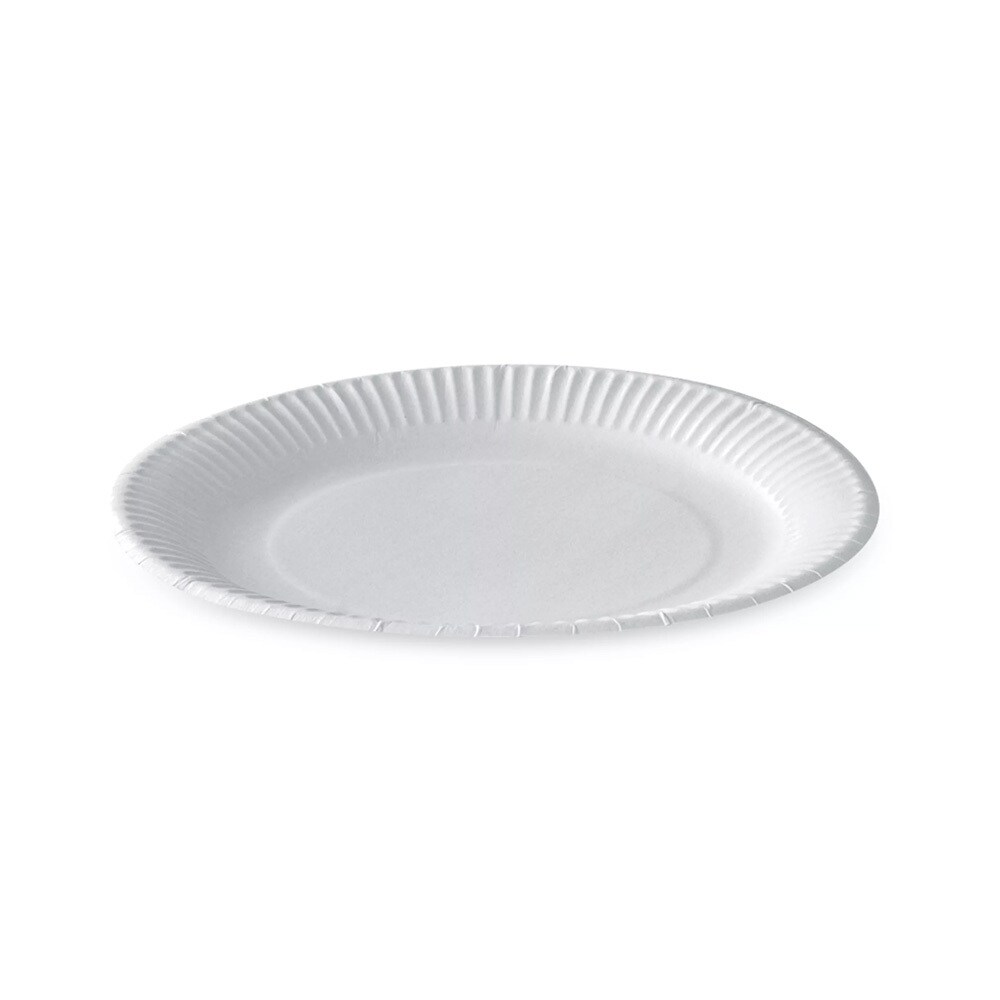 Assiette ronde jetable en carton blanc enduit anti-gras 180 mm par 1000