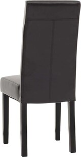 thumbnail of 2er-Set Esszimmerstuhl HWC-N66, Stuhl Küchenstuhl Lehnstuhl Massivholz Kunstleder ~ schwarz-braun, schwarze Beine