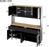 thumbnail of Merax LED buffetkast 160x40x185 cm, hoge kast zwart-eiken met stopcontact, USB-A/USB-C, opbergruimte en koffiestation