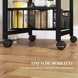 thumbnail of Küchenwagen Servierwagen auf Rollen 50x31x91 cm mit 4 ausziehbaren Stahlkörben und MDF Arbeitsplatte, schlankes Design, Eiche