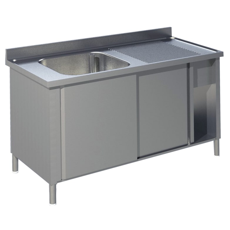 Spülschrank mit Schiebetüren B 140cm - Becken links