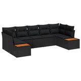 thumbnail of vidaXL 7-teiliges Garten Sofa Set mit Kissen in Schwarz aus Poly Rattan