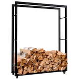 thumbnail of DELUKE® Kaminholzregal innen Metall SATLO mit Rollen Brennholzregal innen Kaminholzständer Kaminholzhalter Feuerholzregal Schwarz, 25x100x125cm