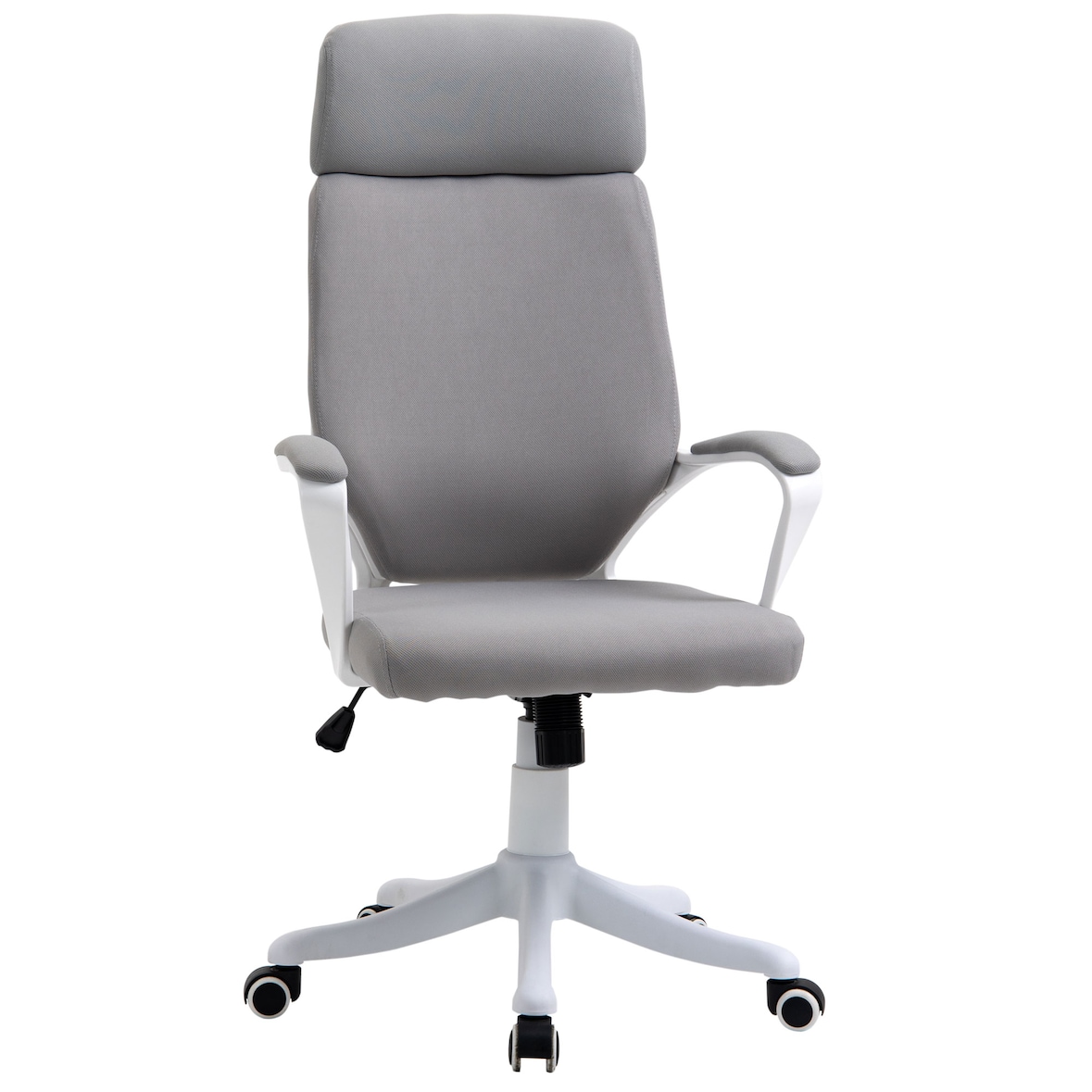 Vinsetto Cadeira de escritório ergonômica ajustável em altura giratória com apoio de braços Apoio de cabeça e encosto alto 63x65x113-123 cm Cinza