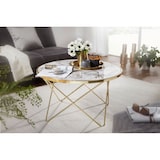thumbnail of FineBuy Design Couchtisch Marmor Optik Weiß Ø 85 cm Gold Wohnzimmertisch Rund