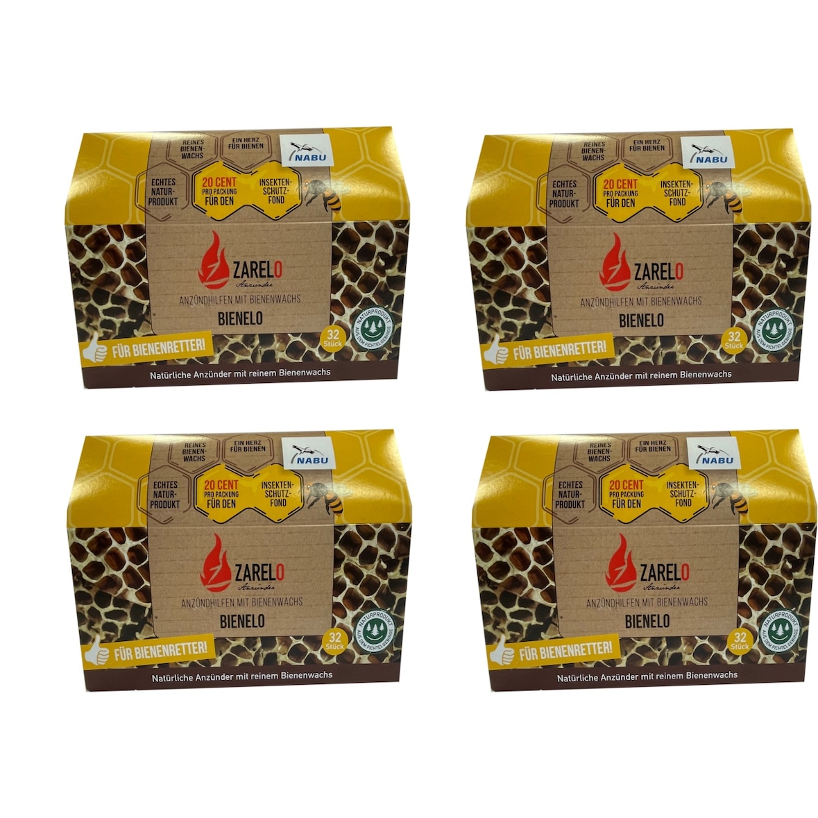 Anzünder, Anzündhilfen mit Bienenwachs 4 Pakete