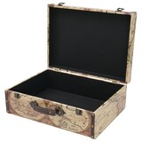 thumbnail of HMF VKO104 Vintage Koffer aus Holz, 44 x 32 x 16 cm, Deko Weltkarte Farbe
