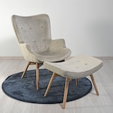 thumbnail of Fluwelen fauteuil met voetenbank, metalen poten met houtlook, met armleuningen, relaxfauteuil voor lezen en woonkamer, elegant – SISSI – Beige