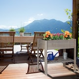 thumbnail of Relaxdays Hochbeet Holz, Ablagefach, Pflanzkasten Balkon, Terrasse, Garten, Kräuterbeet, HBT 80 x 88 x 43,5 cm, grau