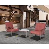 thumbnail of METRO PROFESSIONAL Outdoor Sofa Lounge-Set 3-tlg., Stahl/Polyester, 2 Sessel, 1 Tisch, terrakotta/braun
