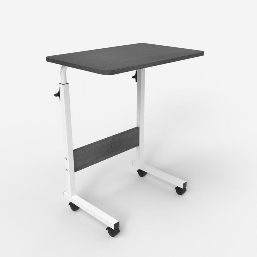 Tavolino da salotto divano serviletto 60x40cm con ruote Cozee - Nero - Bianco-TL6040LBIN
