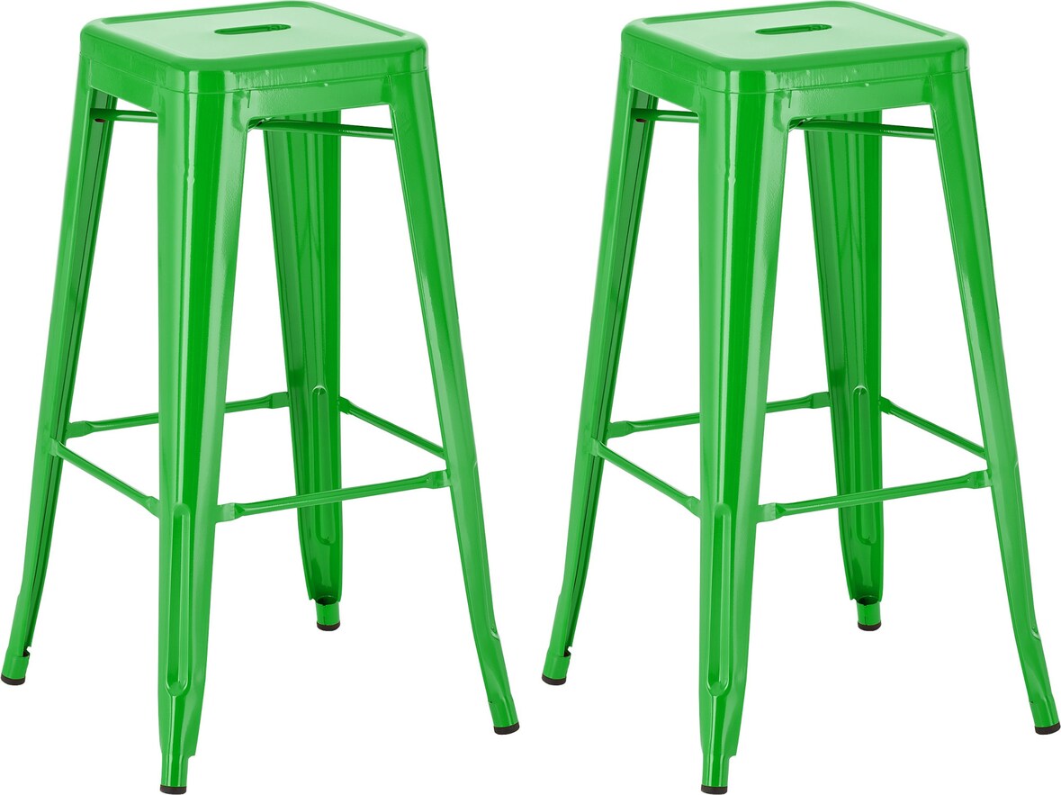 2er Set Barhocker DOLAN - Metall Grün 43x43x76 cm | Barstuhl Tresenhocker Tresenstuhl Kneipenhocker Kneipenstuhl