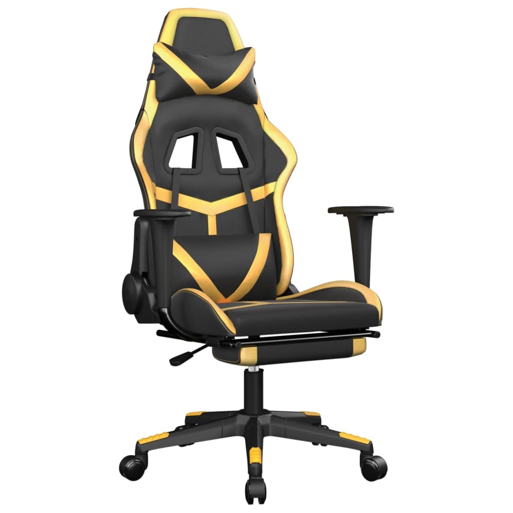 vidaXL Gaming-Stuhl mit Fußstütze Schwarz und Golden Kunstleder