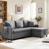 thumbnail of Schlafsofa L-Form 219x142x83 mit Schlaffunktion und Stauraum – Flexibles Sofa in Dunkelgrau mit Chaiselongue