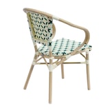 thumbnail of Fauteuil de terrasse bistrot parisien en aluminium et rotin vert foncé