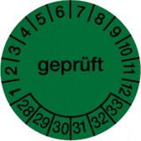 thumbnail of Dreifke® Aufkleber | Prüfetikett geprüft grün ab 28 - 30 mm Folie selbstklebend, 10 St
