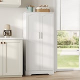 thumbnail of Küchenschrank 60x35x128 cm Weiß mit LED-Sensorleuchte, höhenverstellbaren Einlegeböden, 5 Ablagen, Türen und Kippschutz für Küche und Wohnraum