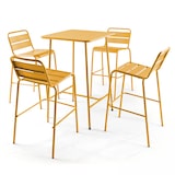 thumbnail of Ensemble table de bar et 4 chaises hautes en métal jaune - Oviala