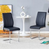 thumbnail of Esszimmerstuhl 2er Set 95x40x41 cm Schwarz+Silber mit PU Bezug und Metallbeinen, gepolsterter Sitz mit Schaumstoff, modern und pflegeleicht