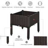 thumbnail of Hochbeet Pflanzkasten 40x40x44 cm Rattan Optik Braun aus Kunststoff mit Abflusslöchern UV geschützt wetterfest stapelbar für Garten Balkon