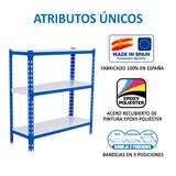thumbnail of SimonRack Metallregal, 1000x1000x400 mm, 3 Ebenen, Metallboden, 180 kg Biegepunkt, Blau/Weiss - Simonclick