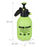 thumbnail of Relaxdays Drucksprüher 2 Liter, einstellbare Düse, Wasser & Unkrautvernichter, Pumpflasche Überdruckventil, grün/schwarz
