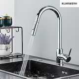 thumbnail of JANA | Torneira de cozinha extensível de aço inox premium cromado brilhante | Torneira gastro alta pressão 360° giratória 2 conexões