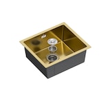 thumbnail of Gasfrit - Keukenspoelbak met sifon voor opbouwmontage van roestvrij staal in gouden kleur, 1 spoelbak, 470 x 410 mm