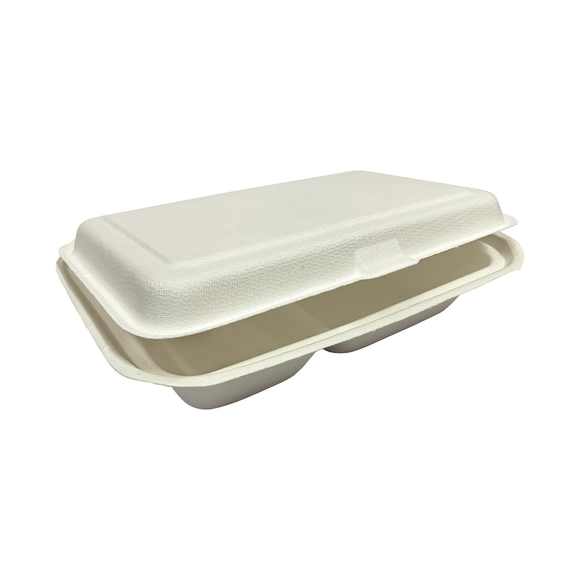 100x Menüboxen ToGo 251x162x63mm 2-teilig aus Zuckerrohr nature weiß
