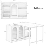 thumbnail of Ausziehbarer Bartisch MDF Schwarz 121,5x40x76,7 cm, 360° drehbar, mit Stauraum und geriffelten Glasschiebetüren