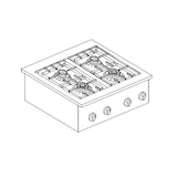 thumbnail of Inbouw gaskookplaat, 4 branders, 14 kW