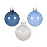 thumbnail of 15 Weihnachtskugeln Glas 6cm glänzend & transparent Christbaumkugeln Weihnachtsbaumkugeln Christbaumschmuck Weihnachtsbaumschmuck Blau Weiß Mix