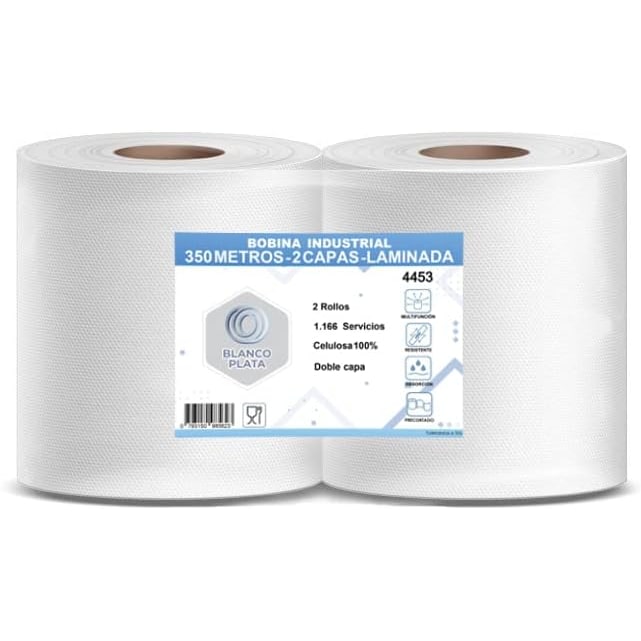 Bobina Papel Industrial Blancoplata (2 Bobinas de 350m)