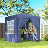 thumbnail of Carpa plegable 2x2 m cenador de jardín con 4 paredes laterales tela Oxford 2 puertas 2 ventanas y bolsa de transporte azul