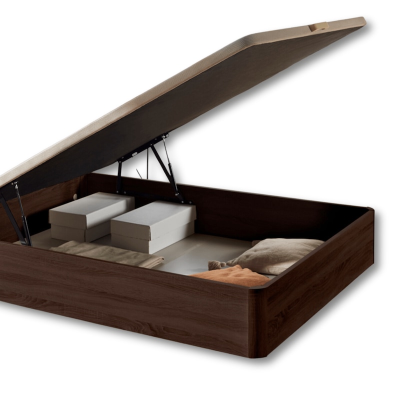DESCANSIN Pack Colchón + Canapé Abatible De Madera 135x190 Cerezo – Cama Matrimonial Con Canapé De 28cm De Alto