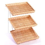 thumbnail of Présentoir 3 niveaux inclinés structure métal Epoxy 42x50x50 composé de 3 plateaux osier 42x27x4