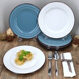 thumbnail of 6x Rome blau & weiß Speiseteller Ø27,5cm Steingut Rauten 6 Personen Essteller