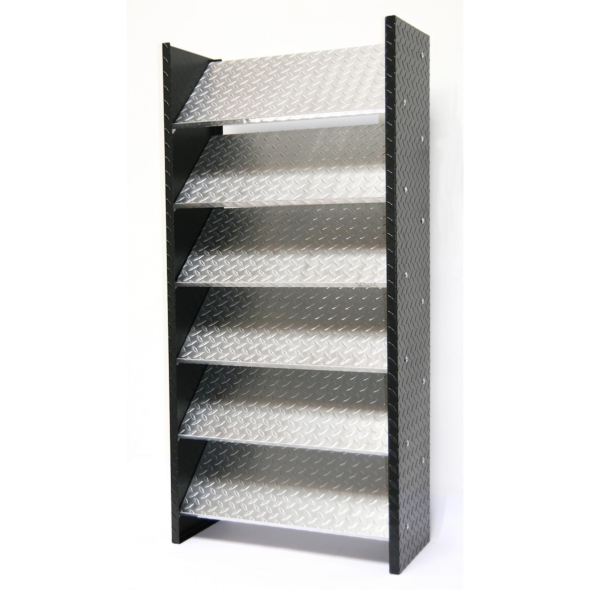 Schuhregal Metall ALU, 125 x 60 x 26 cm, 18 Paar, 6 Böden, Bicolor, Marke: Szagato, Made in Germany (Design-Schuhschrank 60cm breit; Regal für Schuhe)