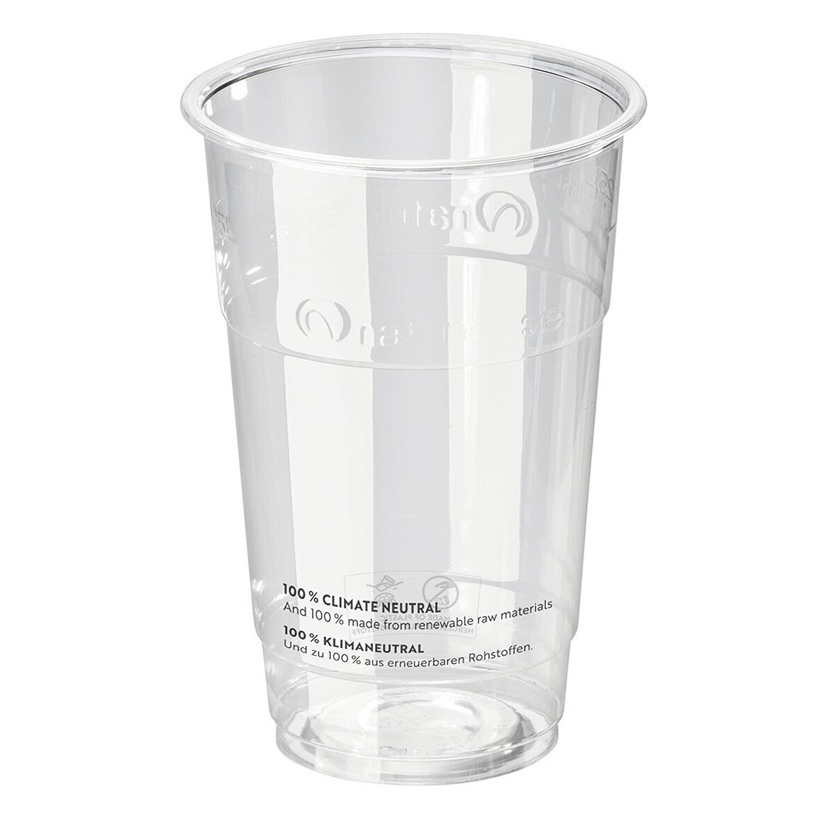 100x BIO drinkbekers 250 ml met kalibratiemarkering O 76 mm biokunststof PLA
