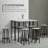 thumbnail of Essgruppe 6-teilig mit 2 Tisch und 4 Barhockern Grau 100x40x90cm aus Holz und Stahl im Industrial Design