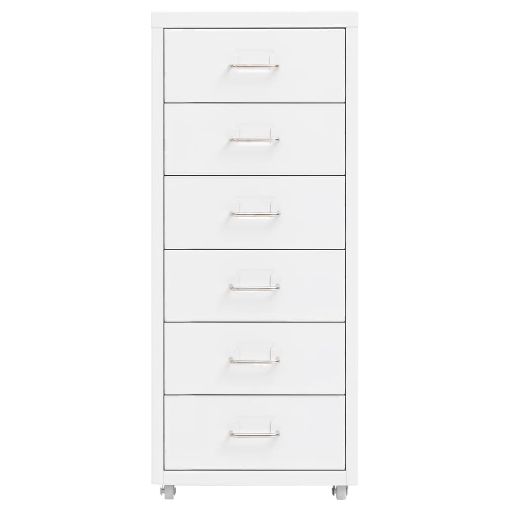 vidaXL Aktenschrank mit Rollen Weiß 28x41x69 cm Metall