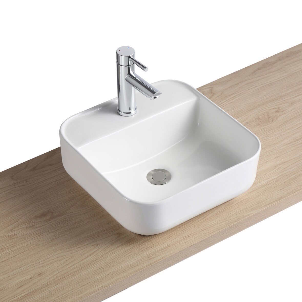 Vasque carrée à poser en céramique blanche 39 cm CLARA