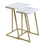 thumbnail of Helloshop26 - Conjunto de 2 mesas de centro encaixáveis em aço e aglomerado com efeito de mármore branco 03_0009704