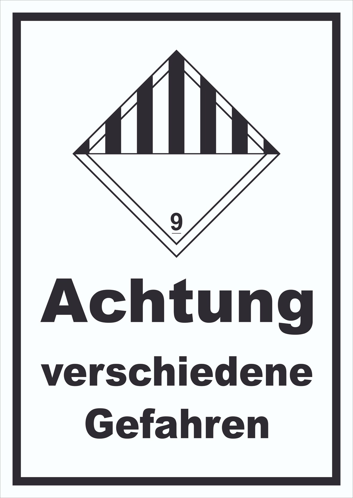 Schild verschiedene Gefahren Stoffe Material miscellaneous hochkant A2 Rückseite selbstklebend