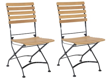 METRO PROFESSIONAL Vouwstoel Baviera set van 2, staal/acaciahout, naturel/zwart