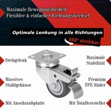 thumbnail of PRIOstahl Transportrollen 50mm Graue Rollen 2 Lenkrollen + 2 Bremsrollen Möbelrollen Spurlos & Leise