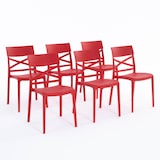 thumbnail of Set 6 Chaises en polypropylène avec fibre de verre empilables pour extérieur et jardin, bar et restaurant, cuisine design moderne - MARTINA - Rouge